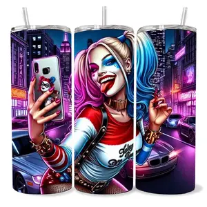 Harley Queen 20 oz Tumbler - BPA Free, stainless steel, Leak proof, durable, with clear lid