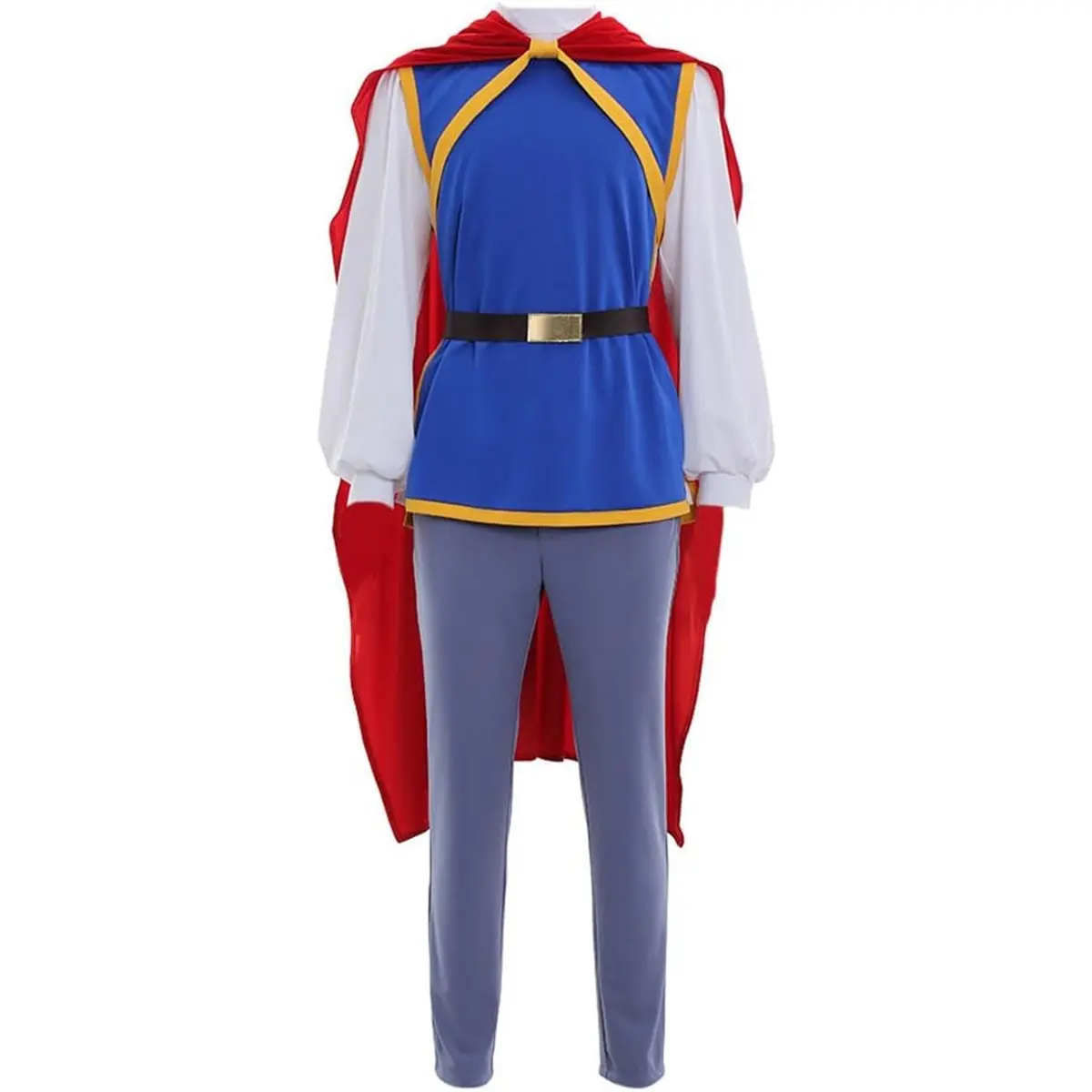 Men‘s Snow Fairy Tale White Prince Costume Knight Shirt Cape Halloween Prince Florian Outfit