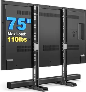 Universal TV Stand for 20-75 inch Flat Curved TVs, Height Adjustable Table Top TV Stand, TV  with  Management,Steel Replacement TV  Holds up to 110 lbs, Max VESA 800x600mm, Black