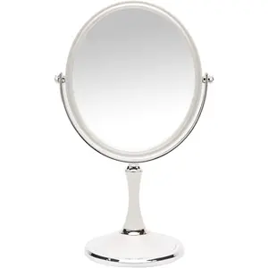 Vintage Table Mirror with Stand 8-inch Double Sided Swivel 1X/3X Magnification Desk Mirror with Silver Style 13 Inch Height Standing Tabletop Makeup Vanity Mirror(Oval)