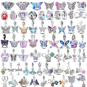 Glow Firefly Charm 925 Silver Original Ladybird Bee Butterfly Dragonfly Charm Fit Bracelet DIY Jewelry For Women Wedding Gift