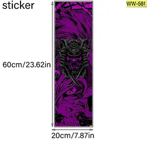 Purple flame samurai trendy cool, trendy scooter stickers, skateboard stickers, scooter floor mat stickers, cool skateboard, Skateboard Accessories
