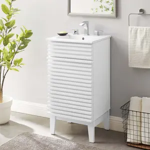 Modway Render 18" Bathroom Vanity Cabinet in White White