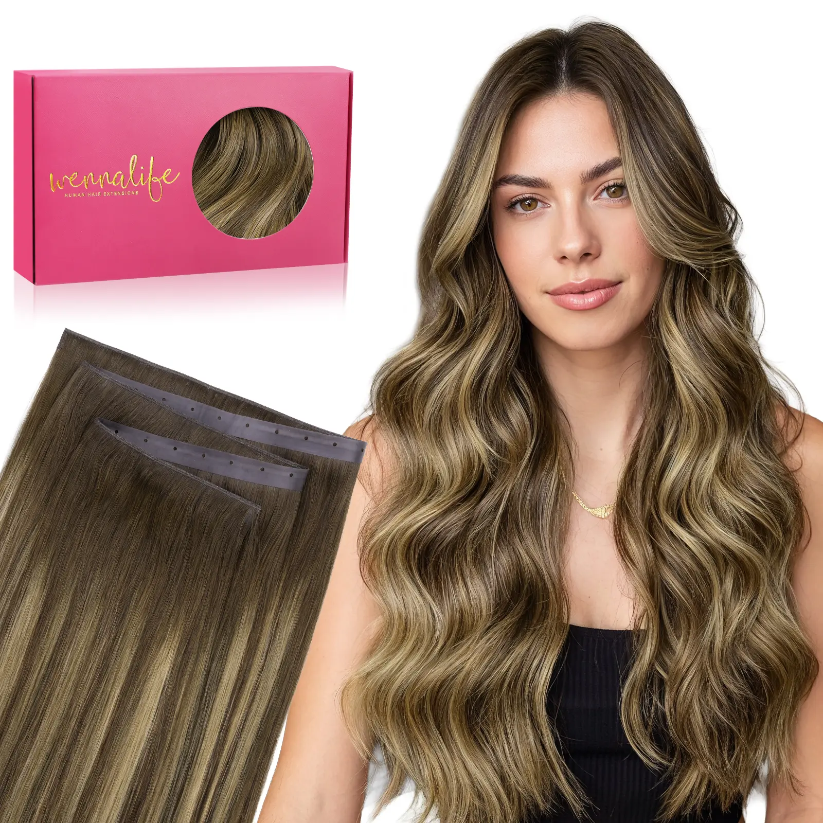 #4/27/4 Balayage Chocolate Brown to Caramel Blonde