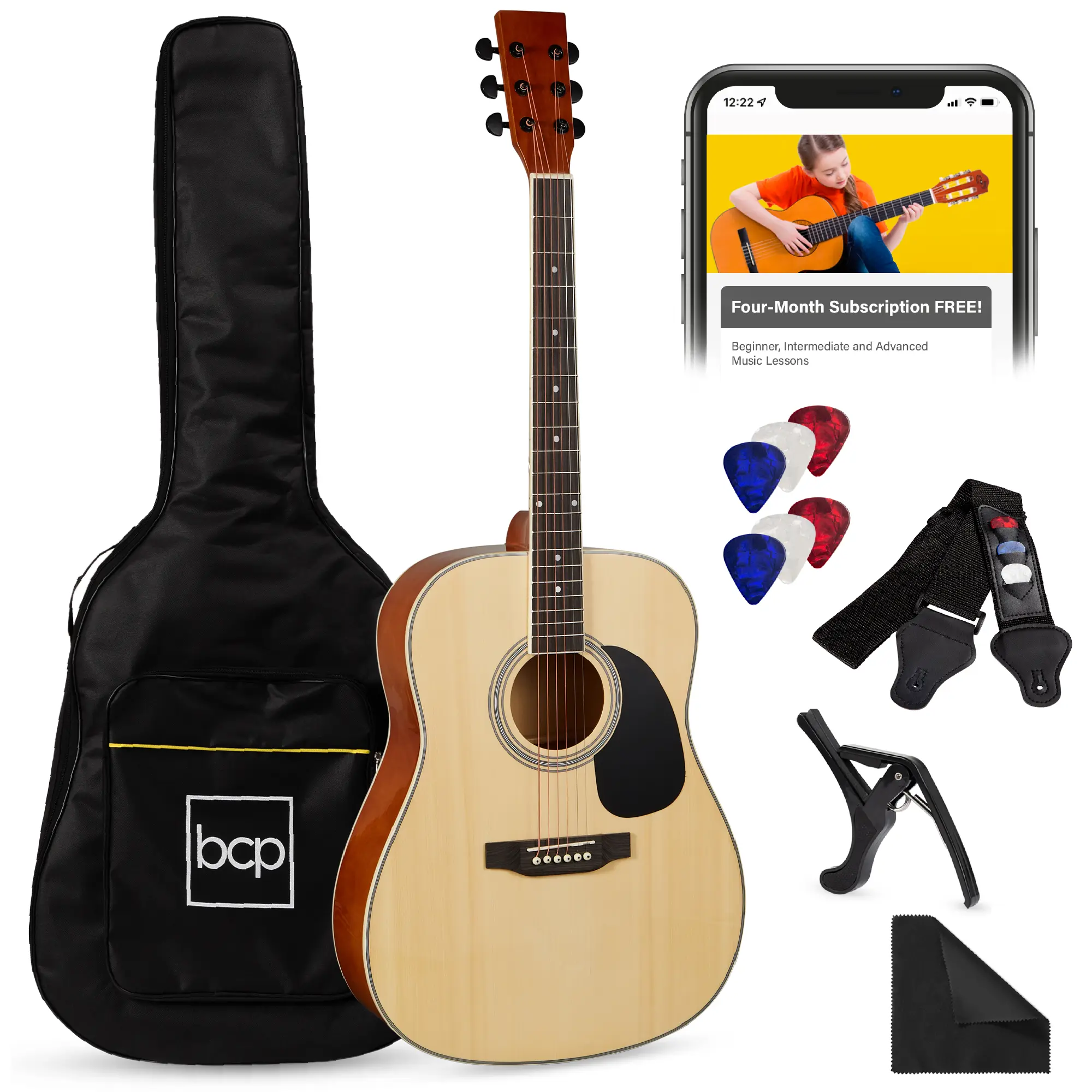 Best Choice Products 41in Full Size All-Wood Acoustic Guitar Starter Kit w/ Gig Bag, Pick, Strap, Rag Best Choice Products 41in Full Size All-Wood Acoustic Guitar Starter Kit w/ Gig Bag, Pick, Strap, Rag