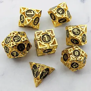 Metal Dice Set, 7 Counts/set Hollow Out Design Dice, Polyhedral Dice Set, Role Playing Game Dice, Durable Tabletop Game Accessories for D&d Rpg