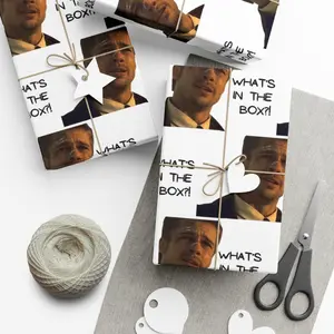 What's In the Box?! Funny Unique Gift Wrap Paper for Christmas, Birthdays, Any Occasion, Brad Pitt Movie G021208