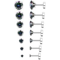 H. 7Pairs, 2-8MM Black CZ