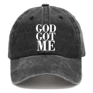GOD GOT ME Letter Hot Stamped Baseball Cap, Outdoor Sun Hat for Men And Women, New Style Washed and Restored Vintage Fashion Hat, Classic Baseball Cap