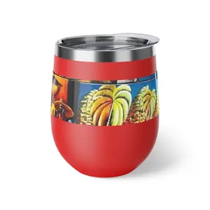 12oz Insulated Wine Tumbler — Colorful Haitian Market Scene