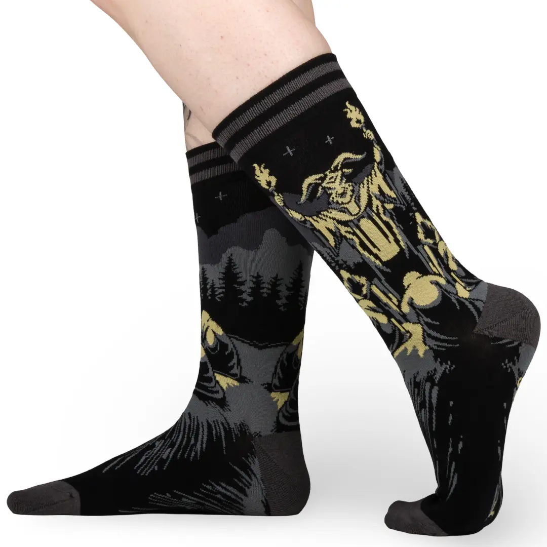 Dance ov the Sabbath Crew Socks            FootClothes Original One Size Fits Most Adult Unisex No Toe Seam Sensory Friendly