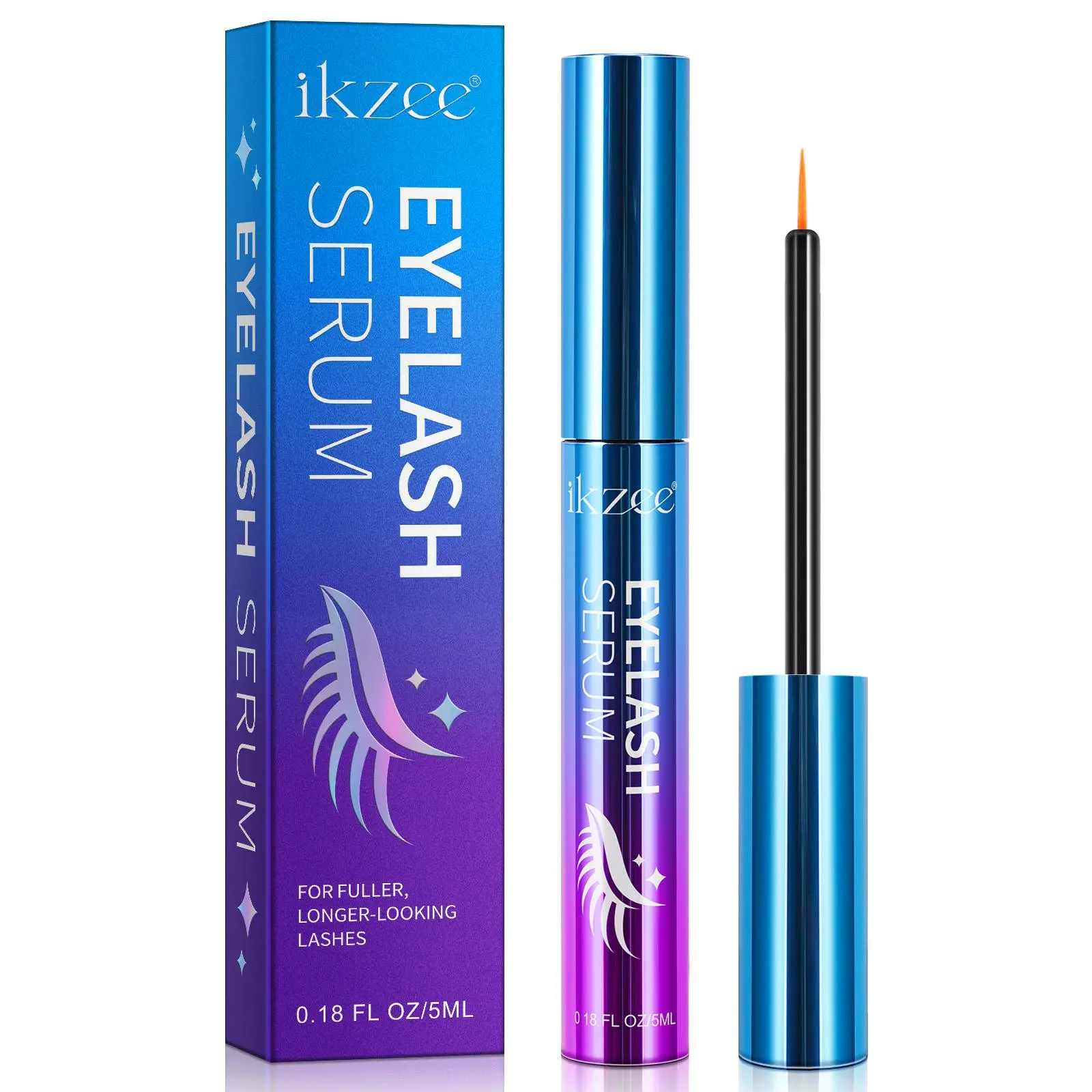 ikzee eyelash serum 5ml 1 box, specially designed for hair and eyelashes, longer and thicker eyelashes, professional eyelash care solution