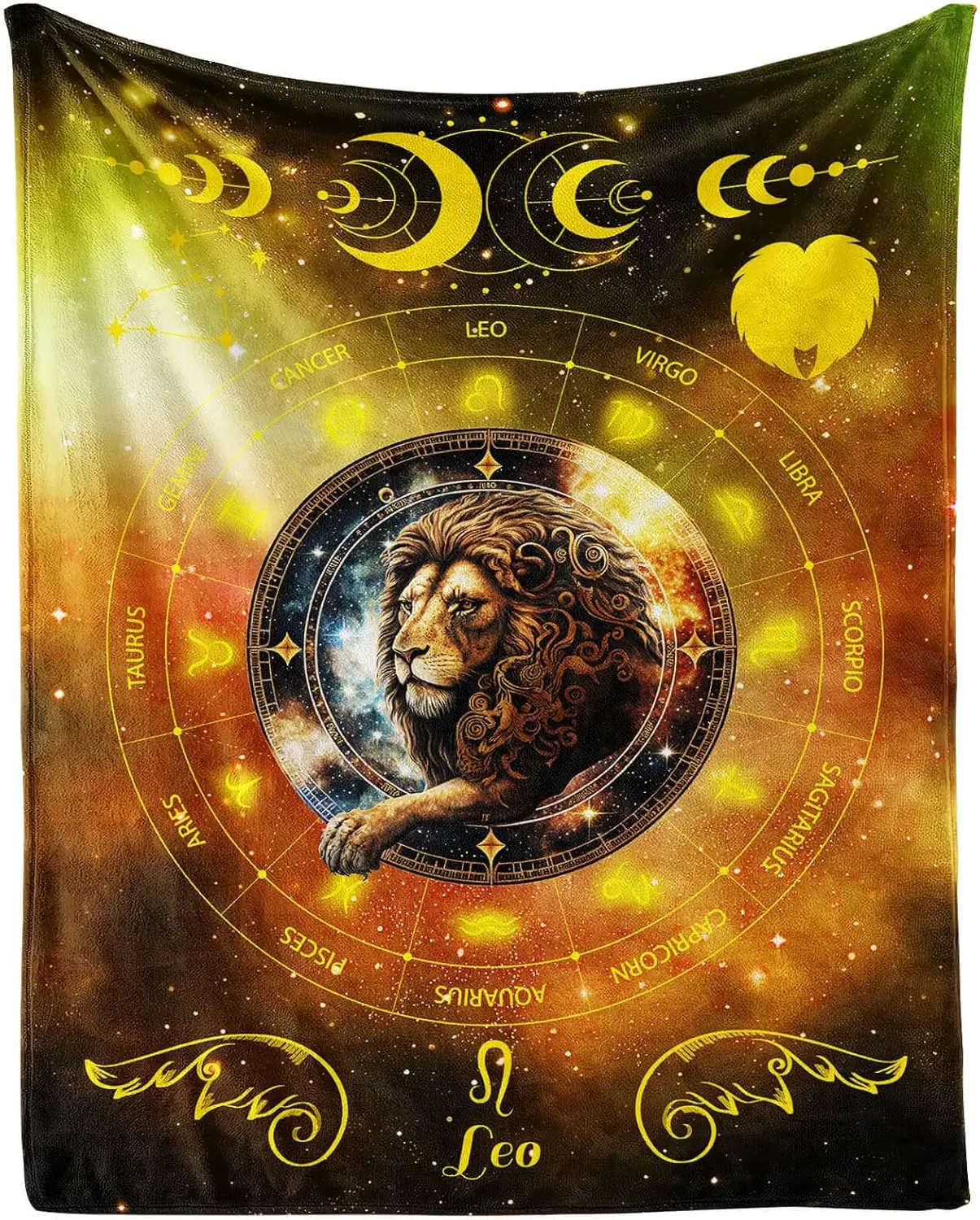Leo Zodiac Blanket, Flannel Stars Astrology Themed Stuffed Vibrant Throw, Soft Comfortable Warm Throw Blanket for Home Boys Girls Women Horoscope Lovers Gifts