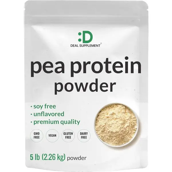 Unflavored Pea Protein Isolate Powder with 27g Vegan Protein Per Serving, Easily Digestible for Shakes, Smoothies & Baking (5lb)