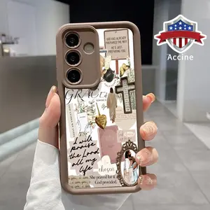 Faith Cross Pattern TPU Phone Case Compatible with Samsung Galaxy S26 S23 Ultra S24 Plus S25 S22 Shockproof Non Slip Military-Grade Protection Silicone Cover Smartphone Casing