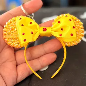 Mouse Keychain yellow with yellow bow and red accents
