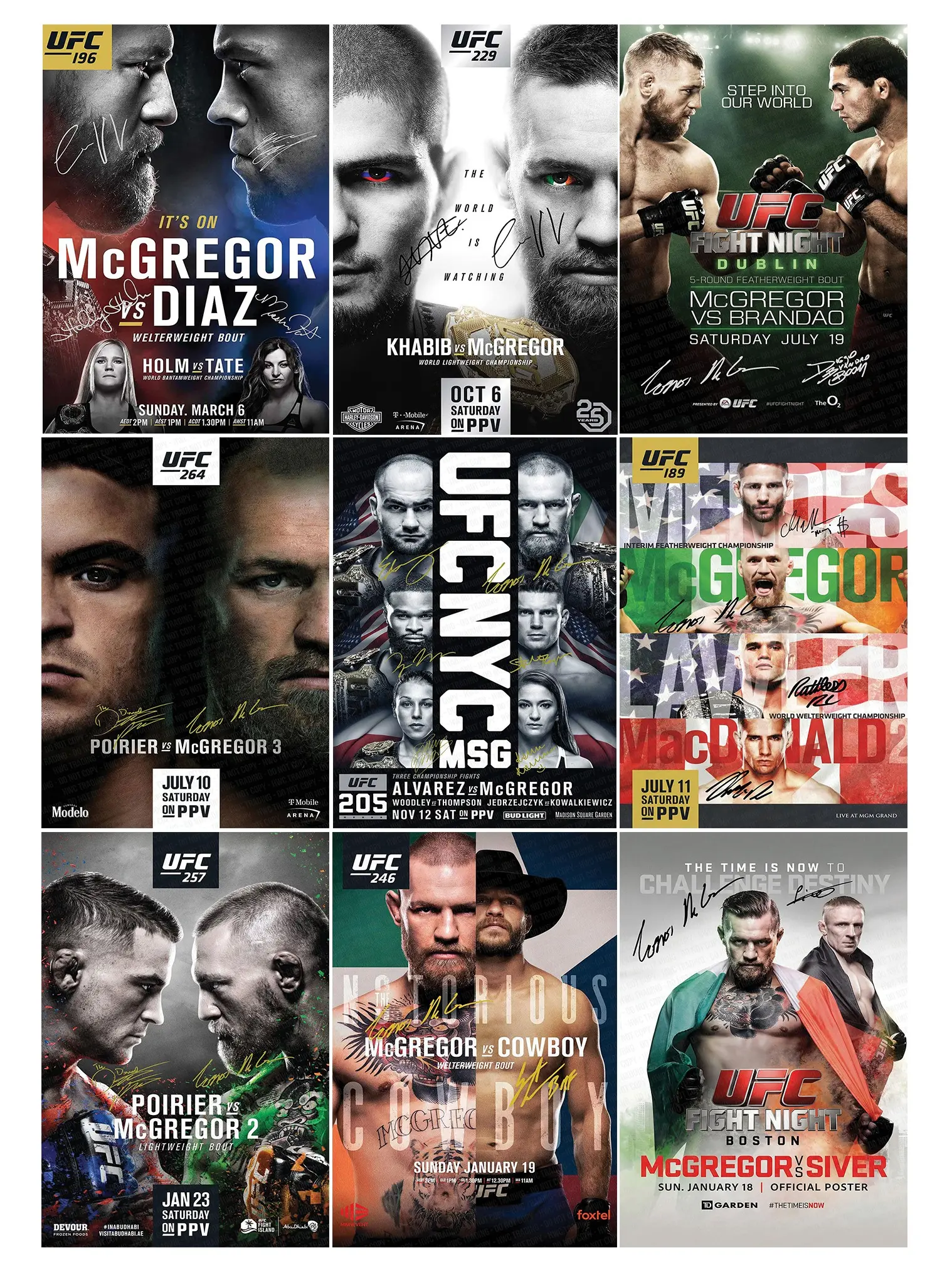Conor McGregor vs Dennis Siver UFC Fight Night 59 Gifts Printed Signed Autograph Picture for UFC Memorabilia Fans