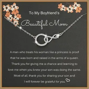 To Boyfriend’s Mom Necklace – 925 Sterling Silver Infinity Necklace for Women, Elegant Jewelry Gift for Boyfriend’s Mother, Perfect Mother’s Day Present, Birthday, Christmas, Thanksgiving Keepsake for Grandma or Mom