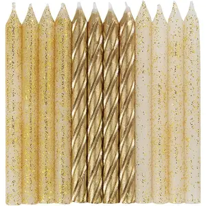 Glitter & Gold Spiral Birthday Candles - 24ct Assorted Pack - Premium Quality, Long-Lasting & Elegant Design - Ideal for All Occasions