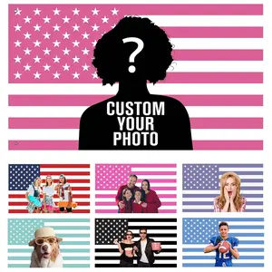 Custom Photo American Flag Wall Hanging-40x60INCH- Personalized USA Flag Banner for Family, Pets, Sports - Unique Gift Idea