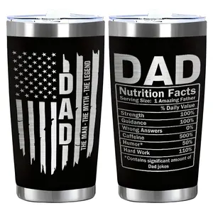 "Dad Nutrition Facts"Humorous Design 20oz Stainless Steel Cup,Thermos Cup with Lid ,Reusable Drinking Cup, High-Quality Water Bottle for Iced Coffee, Beer, Juice, Milk, Cold Drinks, Fashionable, Perfect Gift for Coffee Lovers, Friend, Family,Gifts For Dad