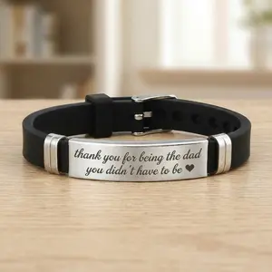 "Thank You for Being the Dad You Didn't Have to Be" Engraved Silicone Bracelet, Heartfelt Stepfather Foster Dad Gift, Adjustable Wristband for Father's Day Birthday Anniversary