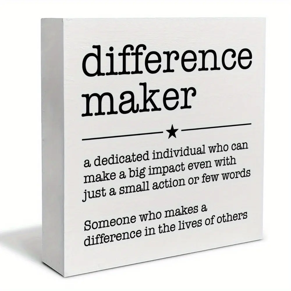1pc Difference Maker Definition Decorative , Thank You Appreciation Gift for Teacher Boss Leader Coworker, Foam PVC Block Plaque Desk Decor Office Shelf