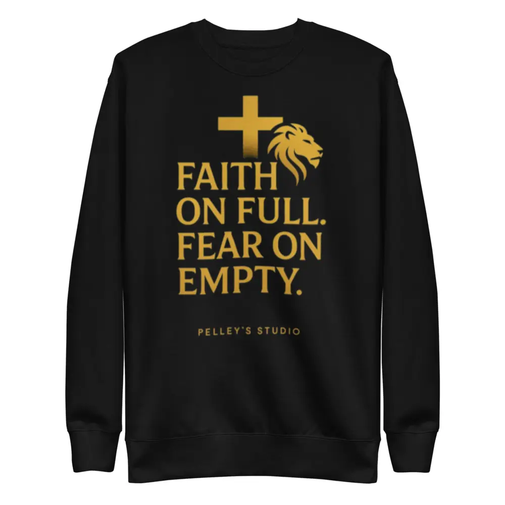 Faith on Full Fear on sweater – Christian Gold Quote sweater