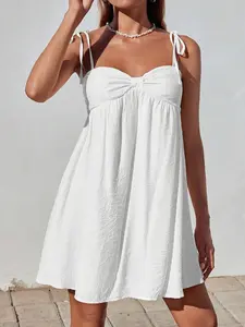[Spring Sale 49%] SHEIN EZwear Women Solid Color Twist Detail Casual Camisole Dress,Summer Dresses For Women