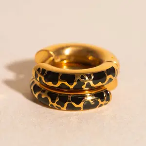 Cow Chunky Rounded Huggie Hoop Earrings