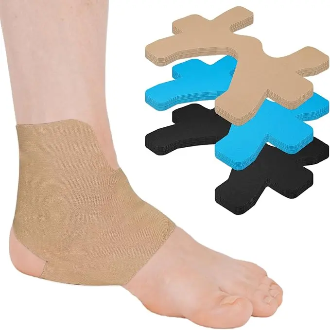 10-Count Precut Original Cotton Kinesiotape Sports Tapes - Kinesiology-Designed, Breathable, Waterproof Elastic Support for Ankle Ligaments and Muscles