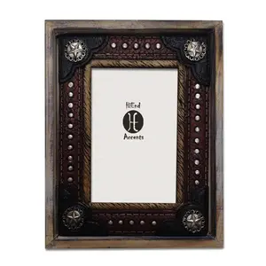 Wood w/ Resin Leather Insert Picture Frame