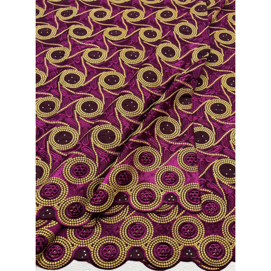 Swiss Cotton Voile Lace with Tiny Glitter Stones - 5-yd Sequined Piece, Purple Plum Gold, for Bridal Dresses, Evening Parties, Cultural Celebrations, Party, Soft Textures, 5Yd, Curtains, 100% Cotton, Tiny Stone Accents, Shimmering Touch, Wedding Wear, Swi