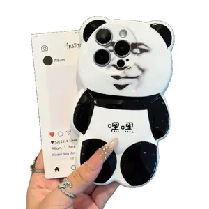 Funny Panda Head Phone Case for iPhone 17/16 – 3D Weird Shape Protective Cover – Drop Protection – Cute & Humorous Design