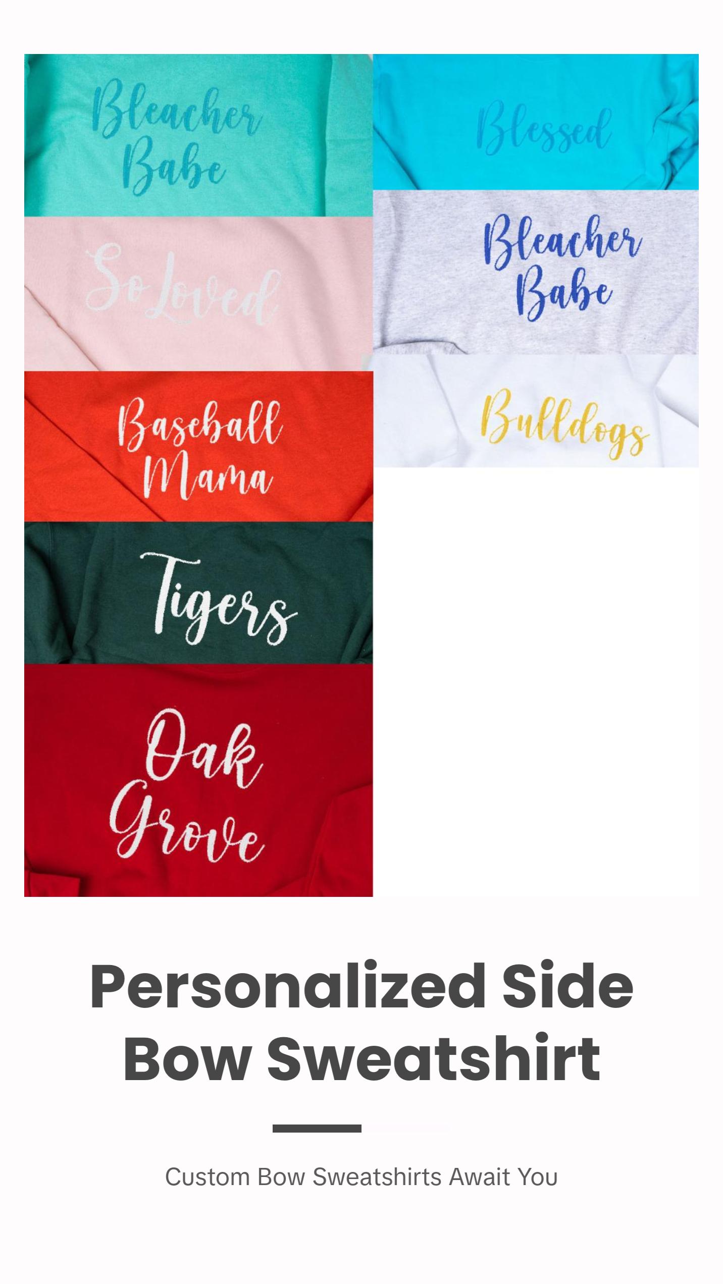 8.95 MONOGRAM FOR YOU DESIGN IT SIDE BOW SWEATSHIRT Womenswear Hoodie Crewneck Pullover Casual Tops Winter