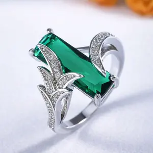 Wholesale 925 Silver Plated Emerald Green Women Fashion Wedding Ring Sz 6-10 Fast USA Shipping