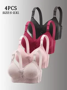 Women's Thin Elegant Bra Set with Adjustable Straps and Lace Trim, Comfortable Breathable No Underwire Bras, Various Colors, Essential Everyday Lingerie