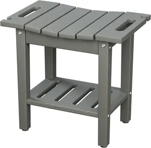 VINGLI HDPE Shower Bench for Inside Shower, Shower Stool with Space-Efficient Storage Shelf & Dual Handles, Waterproof Shower Chair Seat for Spa Bathroom