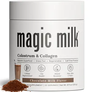 Magic Milk - Bovine Colostrum Powder, New Zealand Grass Fed, Chocolate Milk Flavor | Plus Collagen | Supports Gut Health, Skin, Hair, Immune System | 20 Servings