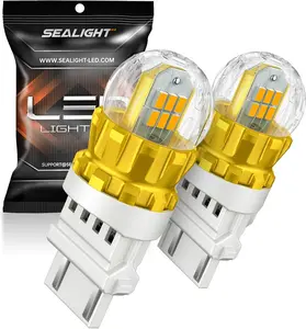SEALIGHT 3156 3157 LED Bulb Amber Yellow with External Resistor,3056 3057 4057 4157 Super Bright T25 Bulbs 3020SMD with HD Projector for Front Rear LED Turn Signal Blinker Marker Parking Lights,2PCS, FathersDayGift