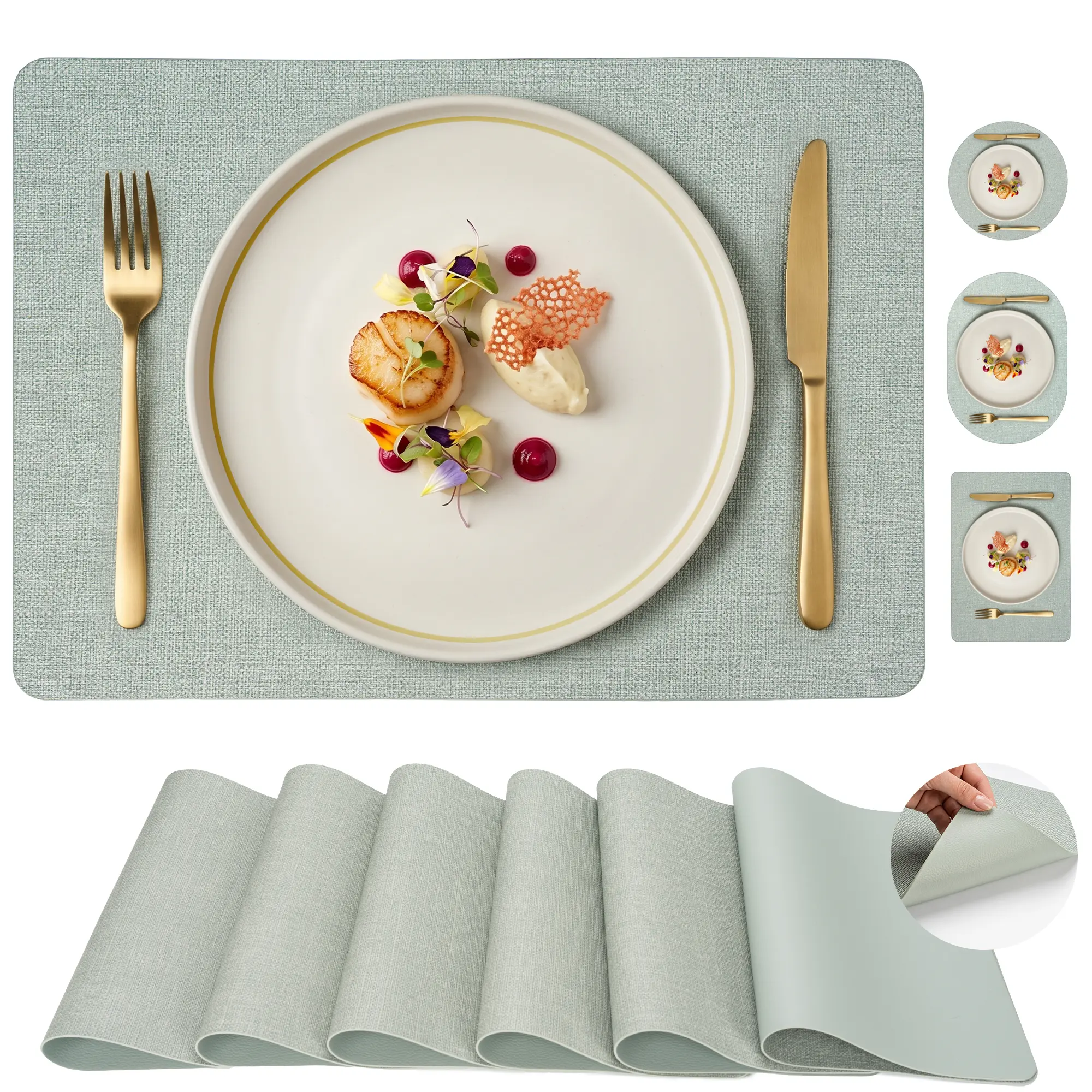 Faux Leather Placemats Set of 4/6 | Waterproof Heat Resistant Wipeable