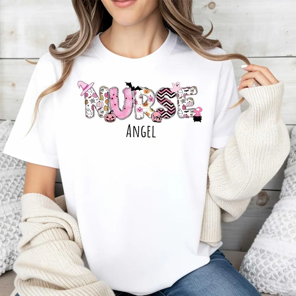 Nurse Angel Graphic Print, Raglan Long-Sleeved T-Shirt, Nursing Appreciation Gift, Hospital Workwear Casual Daily Wear