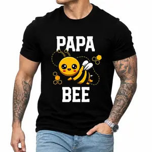 Papa Bee T-Shirt Men S-5XL Cute Cartoon Honey Bee Graphic Tee Funny Beekeeper Dad Father's Day Gift Casual Short Sleeve Top