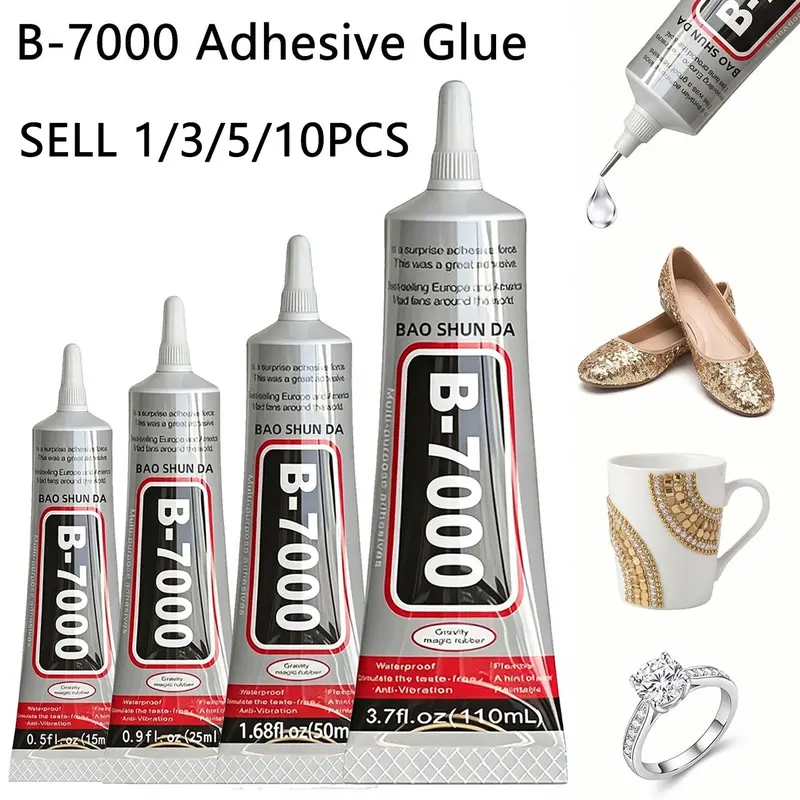 B7000 Jewelry Adhesive Glue - Waterproof Metal Bonding Tube With Fine Needle Tip - DIY Handcraft Pearl Gemstone Setting - Durable, Flexible Liquid Glue For Crafting And Jewelry Repair Artisan Glue Bedazzling Glue