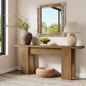 Epecoya 70.9-Inch Long Console Table for Entryway, Wooden Sofa Table Narrow Behind Couch Rectangular, Farmhouse Accent Foyer Entry Tables for Living Room, Entrance, Hallway, Natural Oak Brown