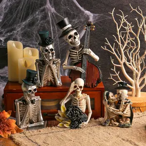 FuRise Halloween Skeleton Figurine Collection – Resin Cartoon Characters for Haunted House & Spooky Decor, halloween skeleton figurines