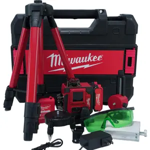 Milwaukee 16-Line 360° Cross Line Laser Level Kit for Concrete Formwork & Floor Layout metal drilling