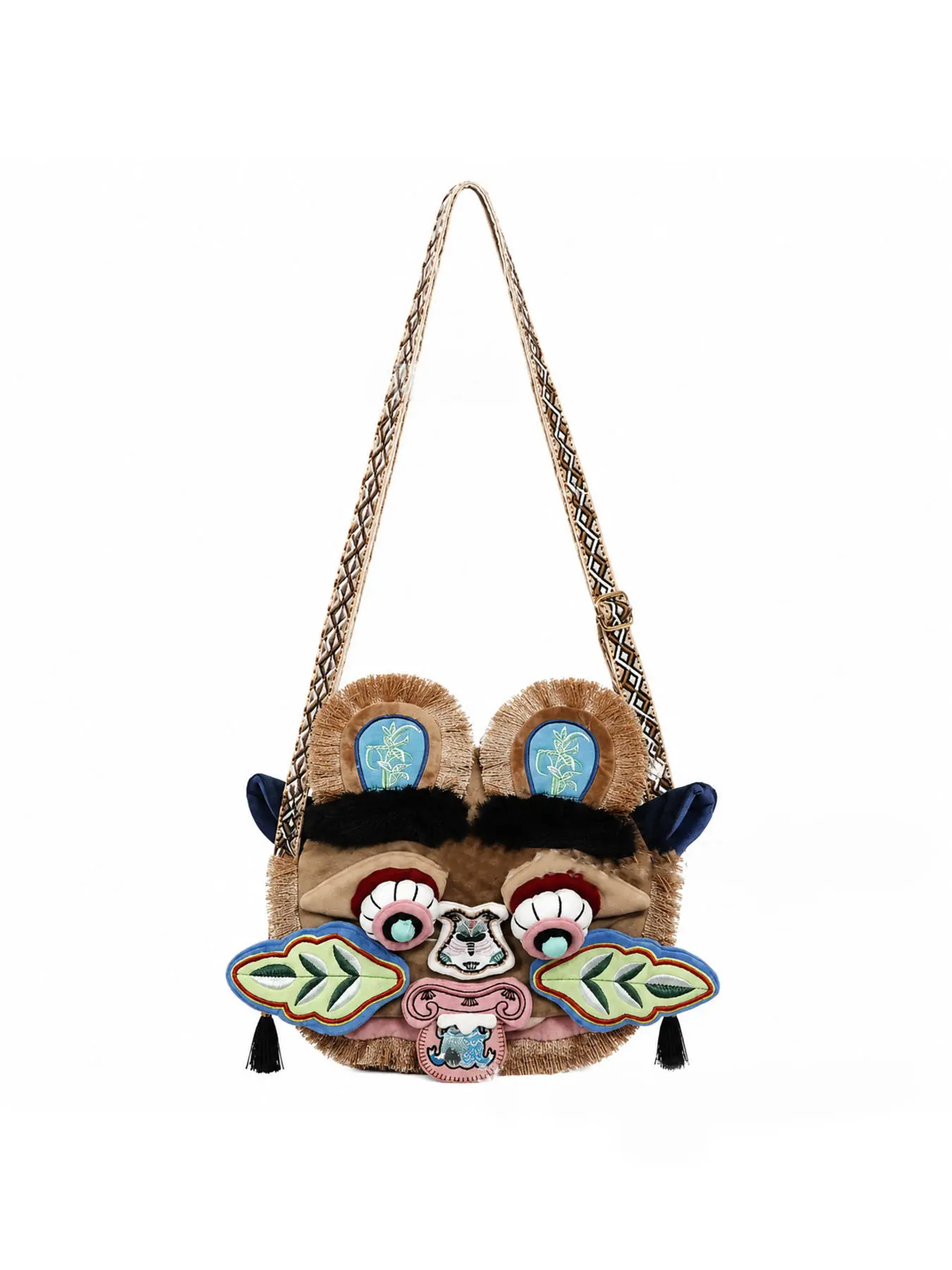 Tiger Head Bag, National Trend Non-Genetic Embroidery 3D Patch Plush Crossbody Bag, Storage Bag, Unique Design, Perfect Gift