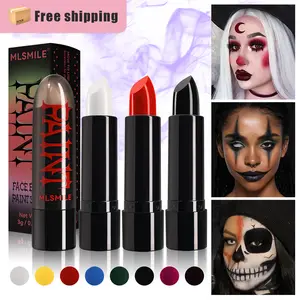 MLSMILE Matte Lipstick Dark Black Vampire Olive Green Halloween Makeup Face Body Painting Creative Design for Spooky Costume