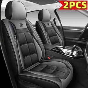 Universal Car Seat Cover Comfortable Durable Protector for All Cars 2PCS Black Leather Look